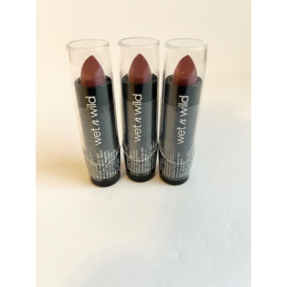 Wet n Wild Silk Finish Lipstick 560B Secret Muse Mauve Pink 3 Pack New Sealed